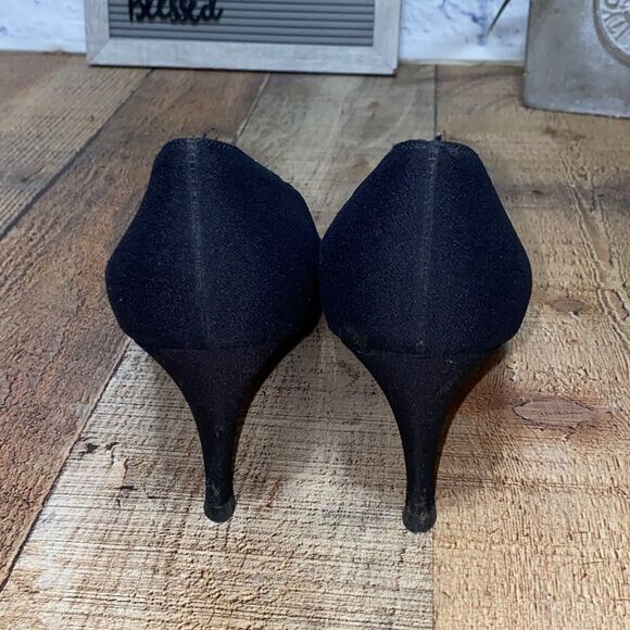 Yves Saint Laurent: elegant black satin pumps with rhinestoned bubble from 1980s - Picture 6 of 10